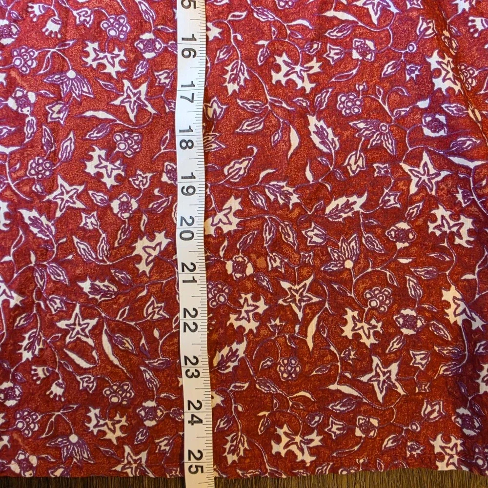 Madewell NWT Womens  NO235 Red Floral V-Neck Puff Short Sleeve Cotton Top XXL